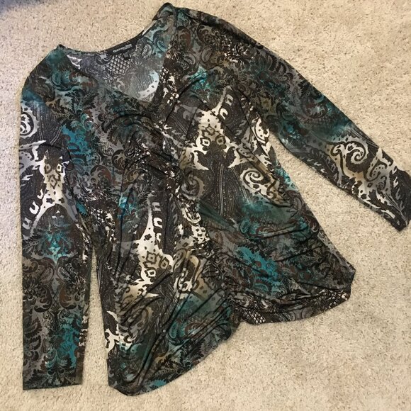 Vintage Canadian Conrad C Paisley Damask Ruffled Top - Picture 11 of 16